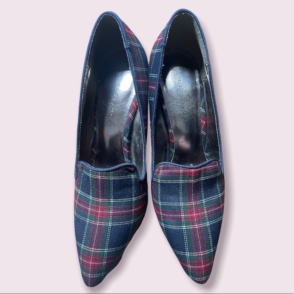 Attitude Plaid Heeled Pumps